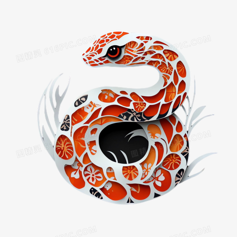 剪纸风蛇免抠元素