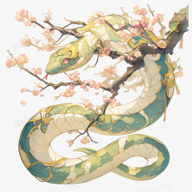 插画风大蛇免抠元素