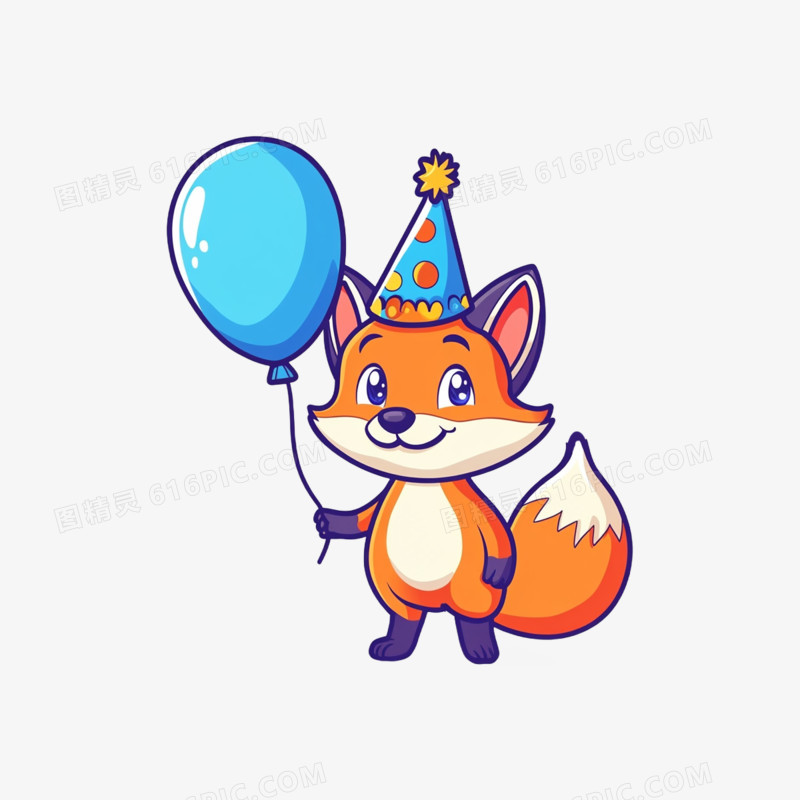 插画风格生日小动物免抠元素