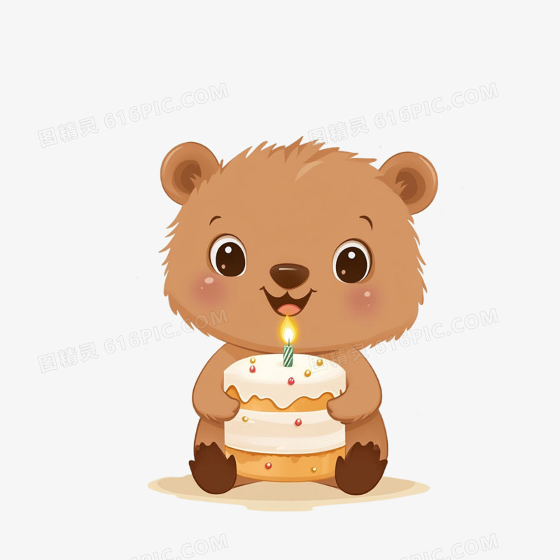 插画风格生日小动物免抠元素