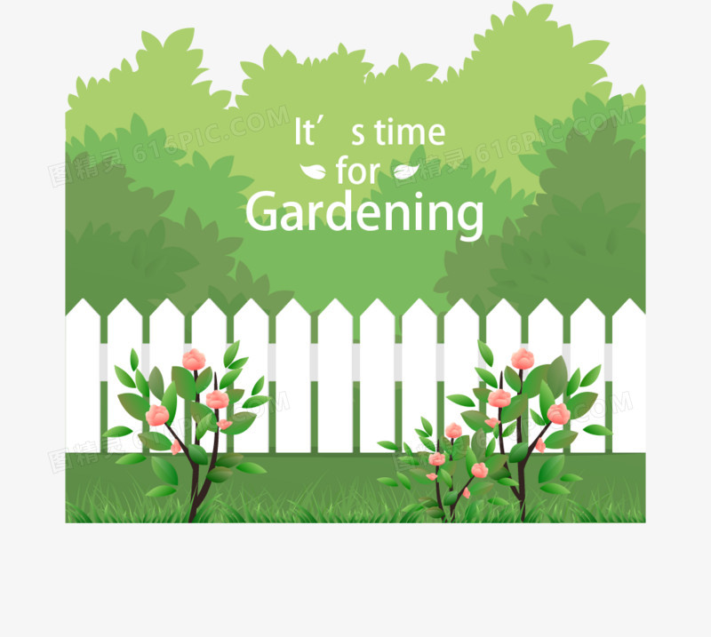 绿色花园插画矢量素材下载,