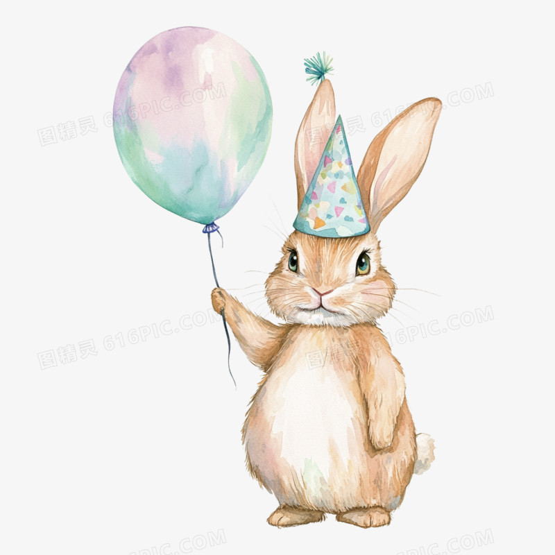 插画风格生日小动物免抠元素