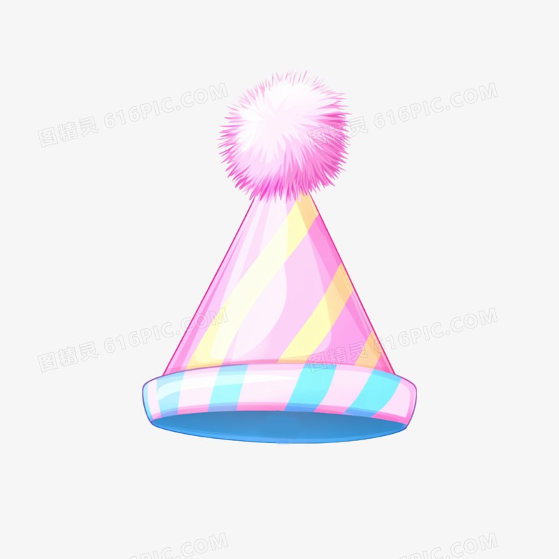 插画风格生日帽生日快乐免抠元素