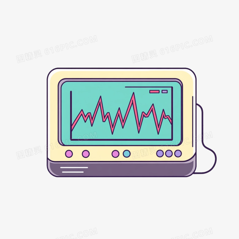 插画医疗器械心电图仪器免抠元素