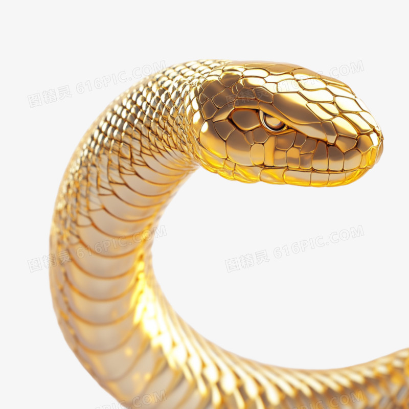 3D立体金属蛇免抠素材