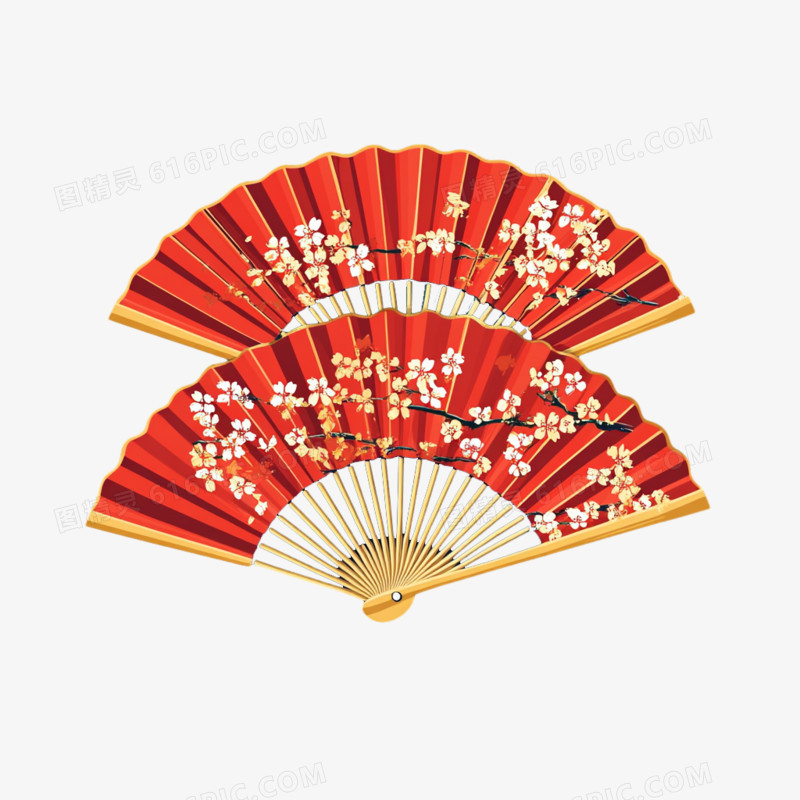 浮雕风格物品扇子免抠元素