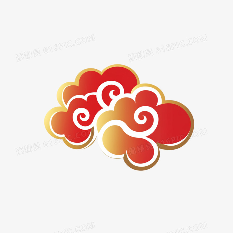 浮雕风格物品祥云免抠元素