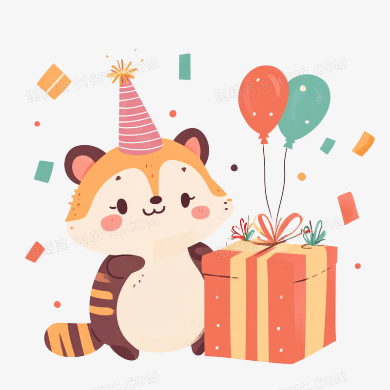 可爱生日小动物免抠元素
