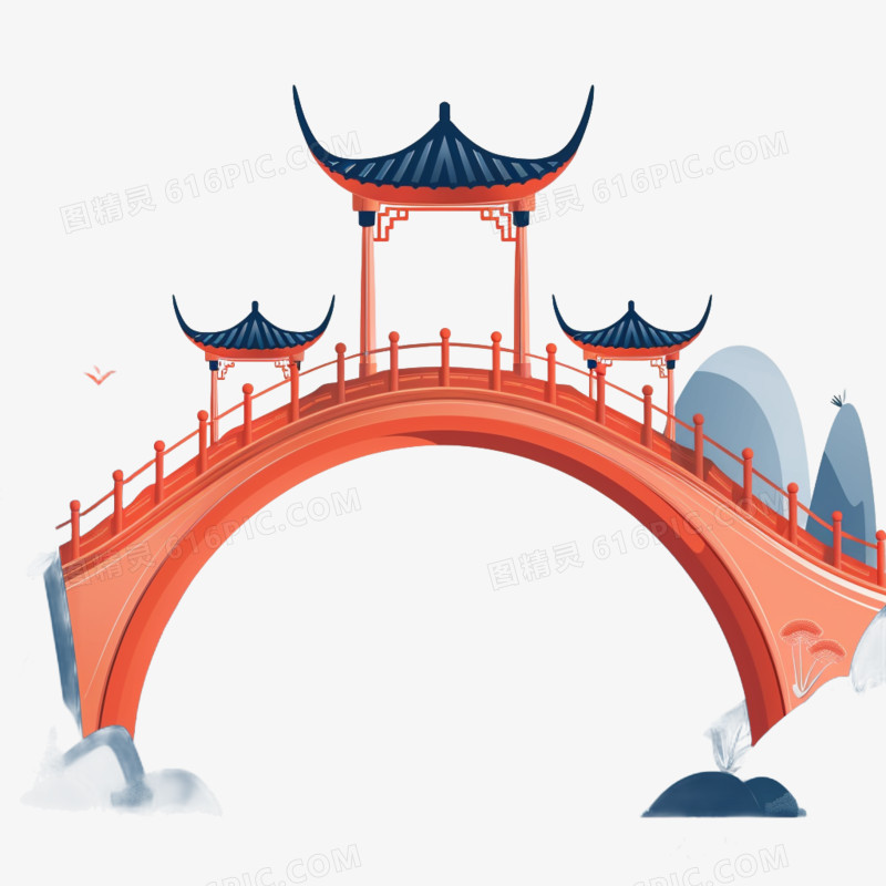 插画风亭子免抠素材