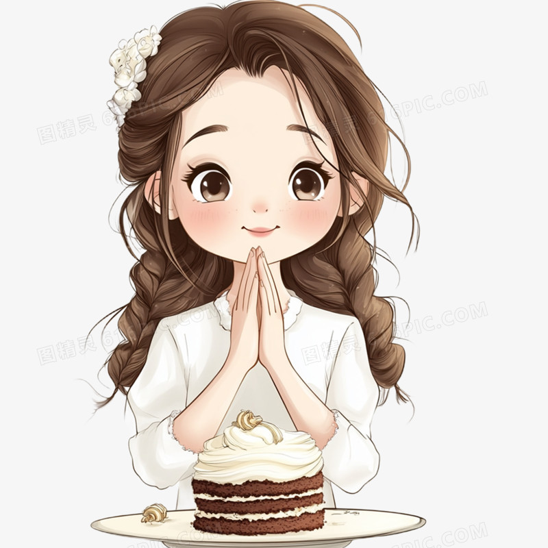 卡通手绘人物生日免抠元素