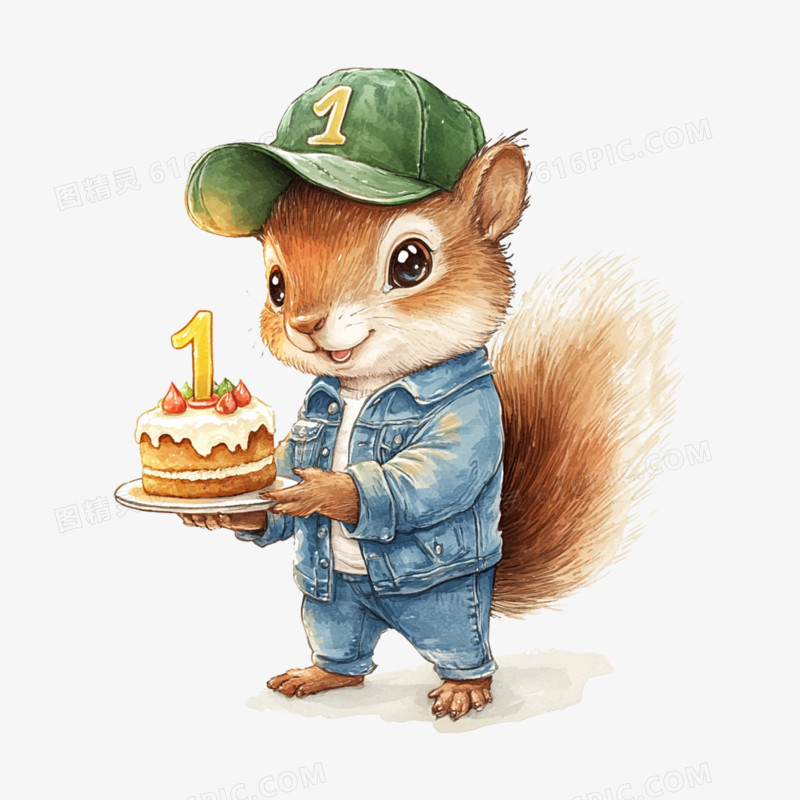 卡通手绘动物生日免抠元素