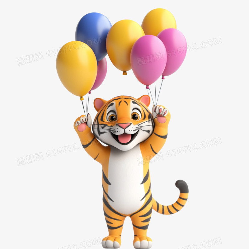 3D卡通手绘动物生日免抠元素