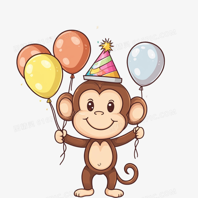 卡通手绘动物生日免抠元素