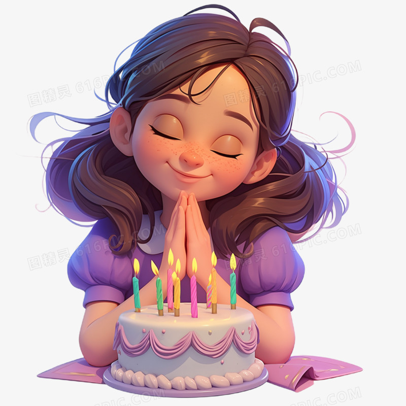 3D卡通手绘人物生日免抠元素