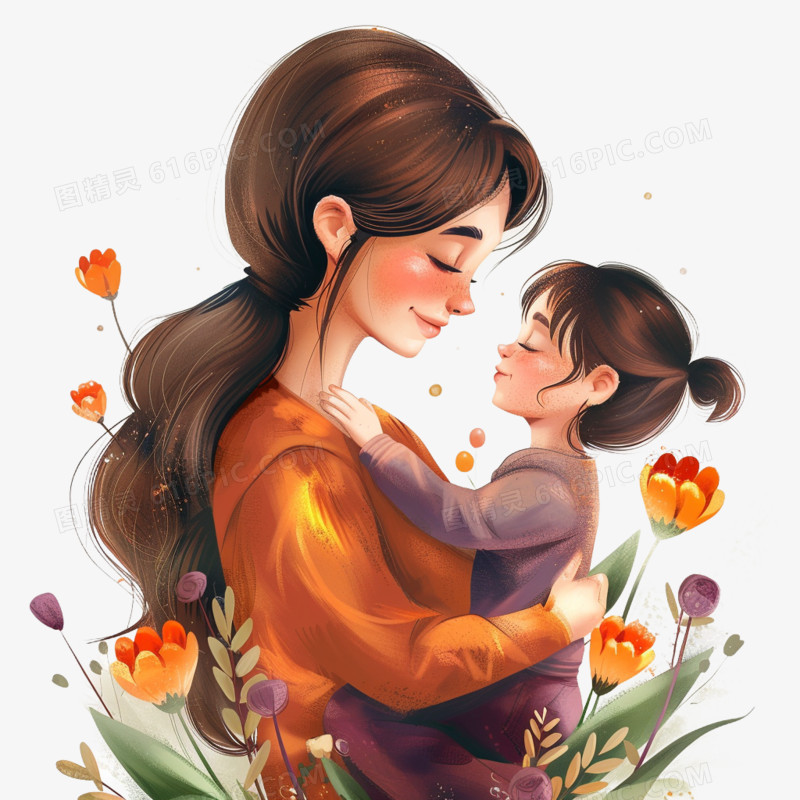 插画风母亲节免抠素材