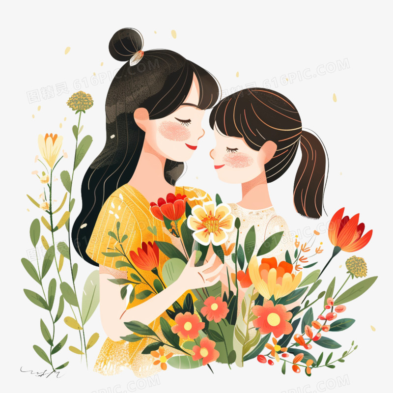 插画风母亲节免抠素材
