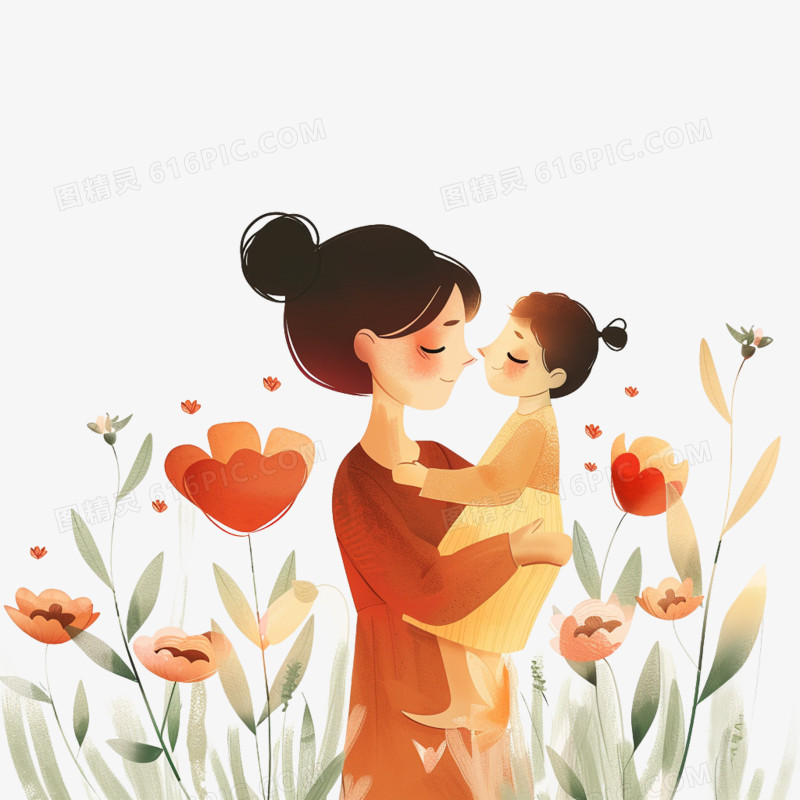 插画风母亲节免抠素材