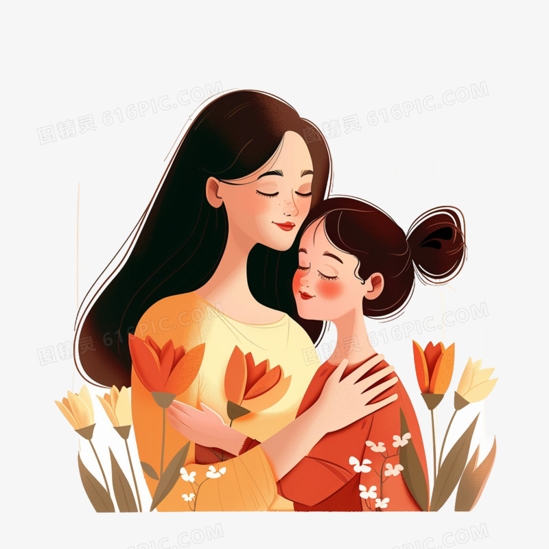 插画风母亲节免抠素材