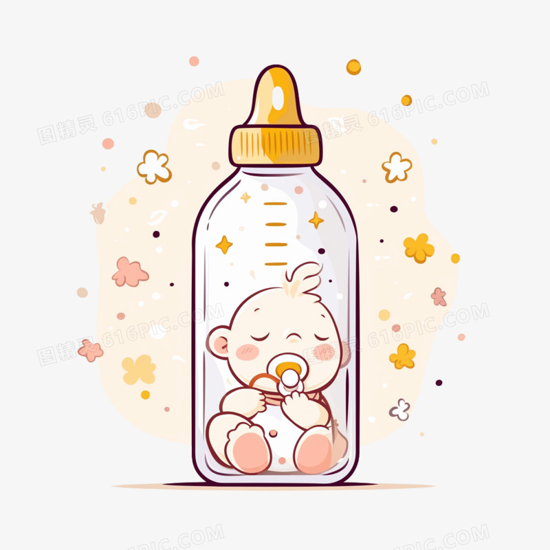 插画风母乳喂养免抠素材