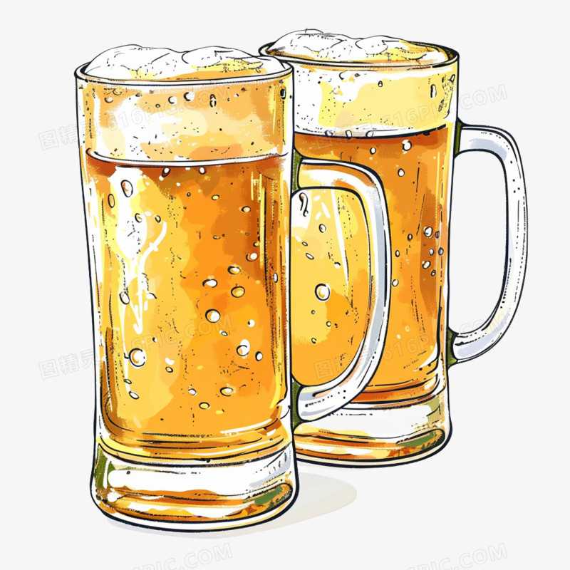 插画风啤酒免抠素材