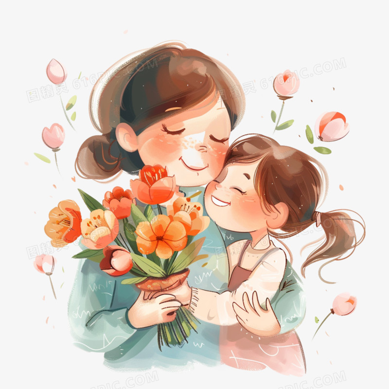插画风母亲节免抠素材