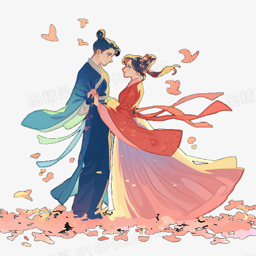插画风牛郎织女免抠素材