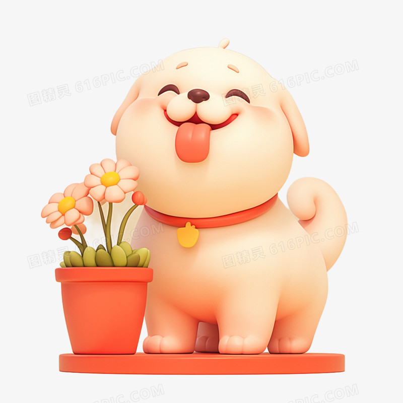 3D狗狗卡通形象免抠素材