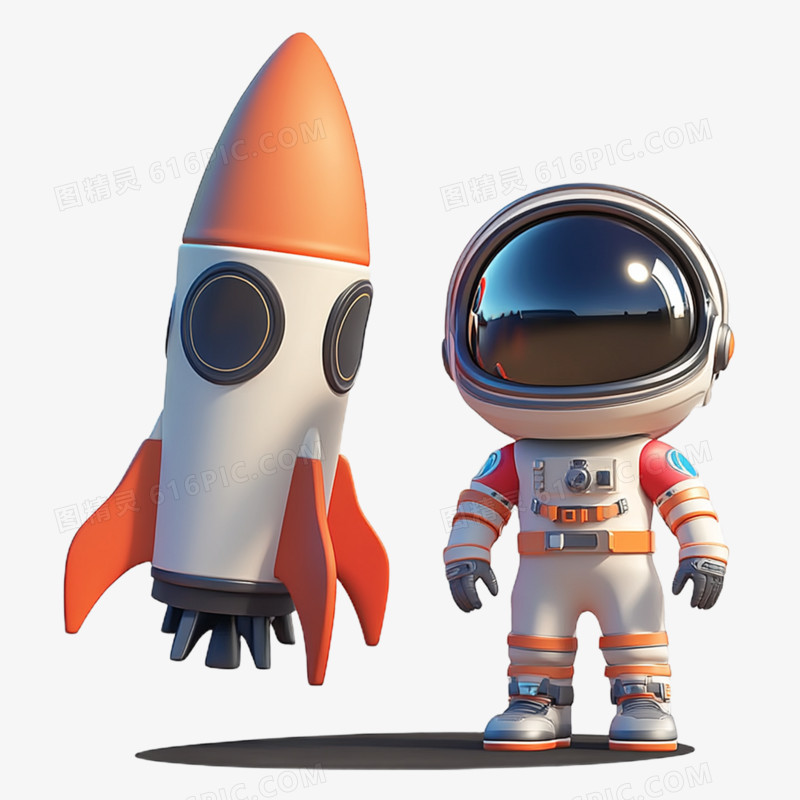 3D建模宇航员和宇宙飞船免抠元素