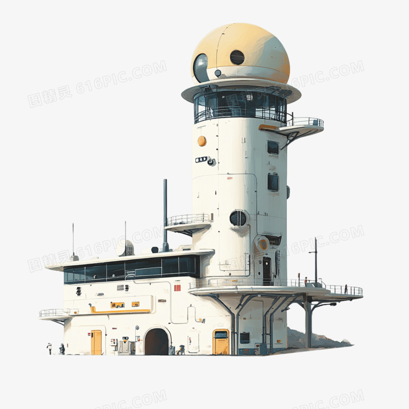 手绘风格空间站的免抠元素