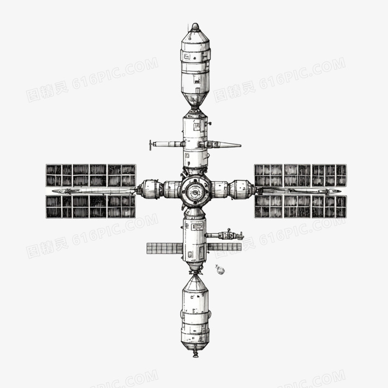 手绘风格空间站的免抠元素