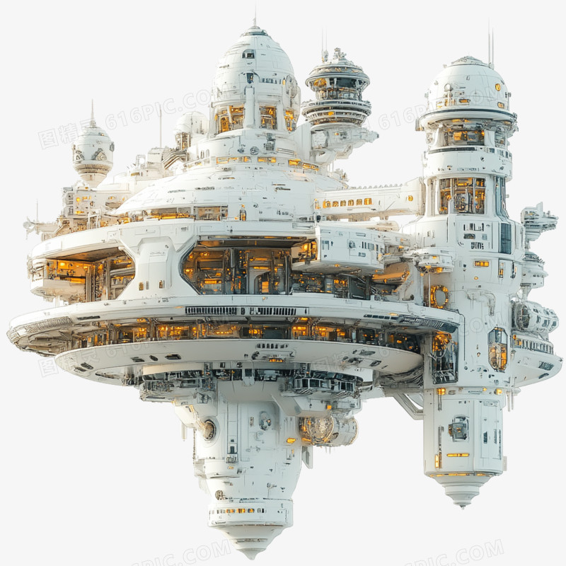 3D手绘风格空间站的免抠元素