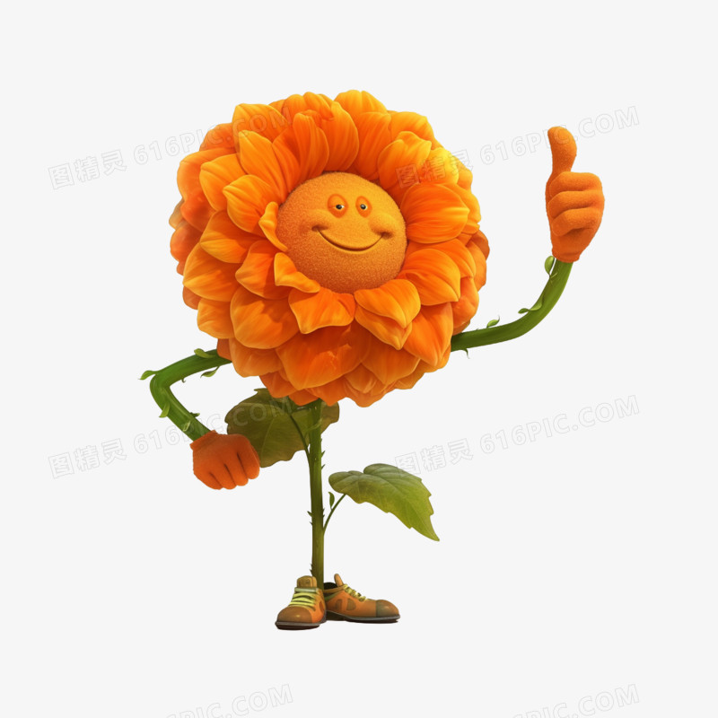 3D插画花朵开心表情包免抠元素