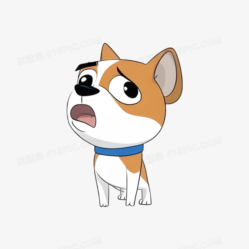 插画动物小狗疑问表情包免抠元素