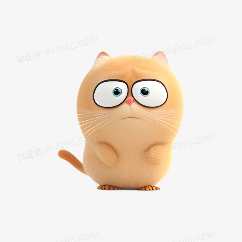 3D插画动物小猫惊呆表情包免抠元素