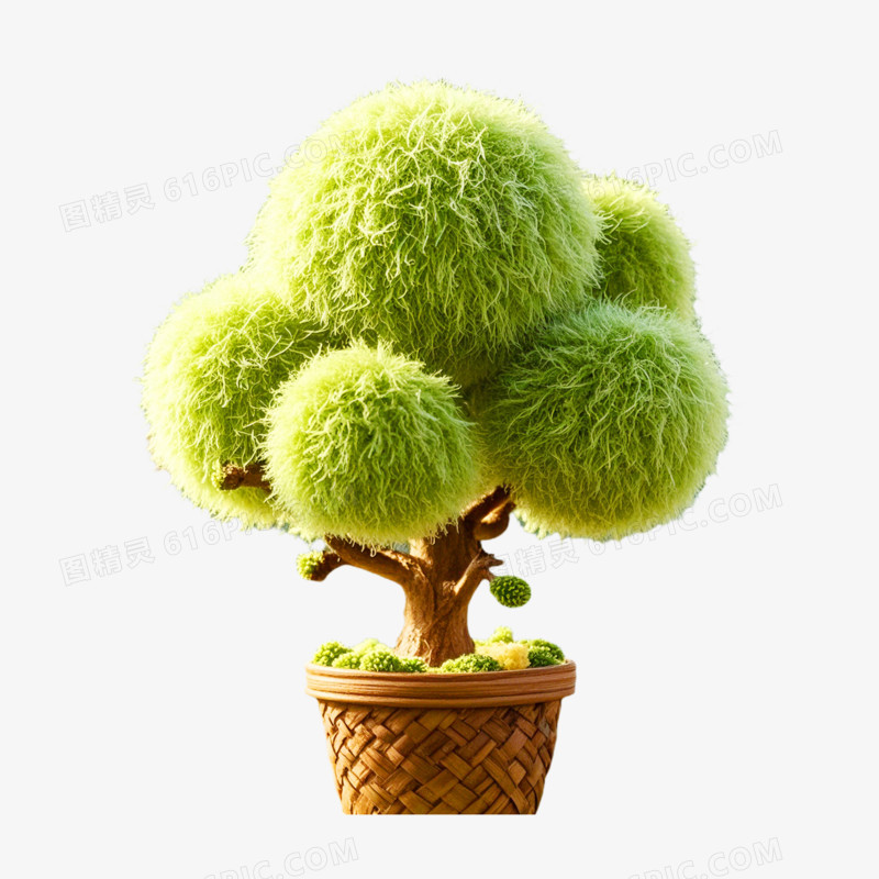 3D毛绒绒小树苗免抠元素