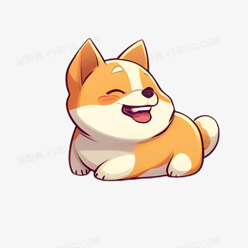 插画动物小狗开心憨笑表情包免抠元素
