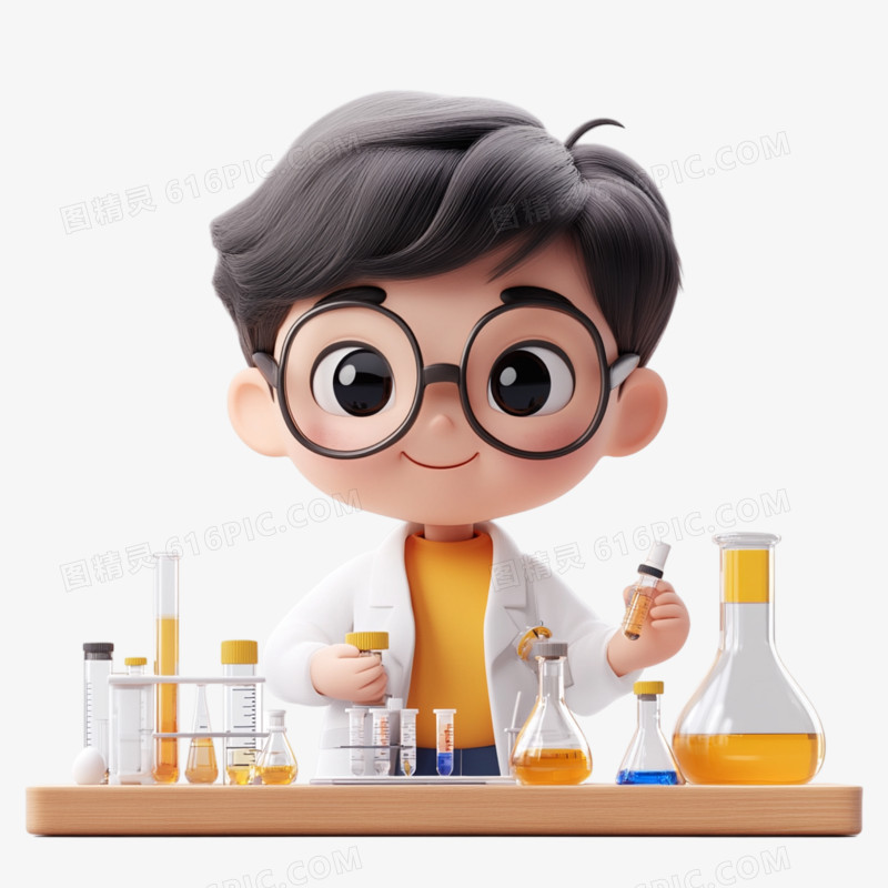 3D科学家化学家研究免抠元素
