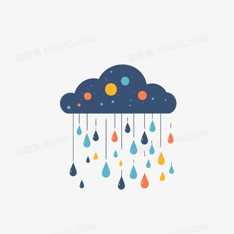 插画风下雨图标免抠元素