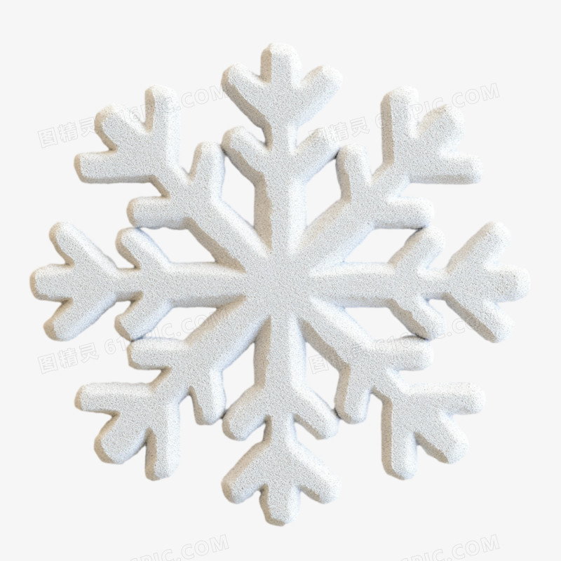 雪花毛绒风格装饰物免抠元素