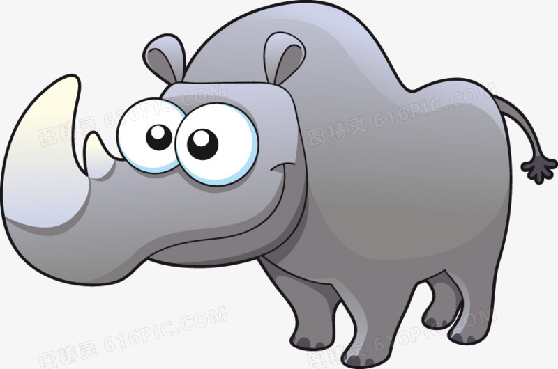 可爱卡通灰色犀牛图案