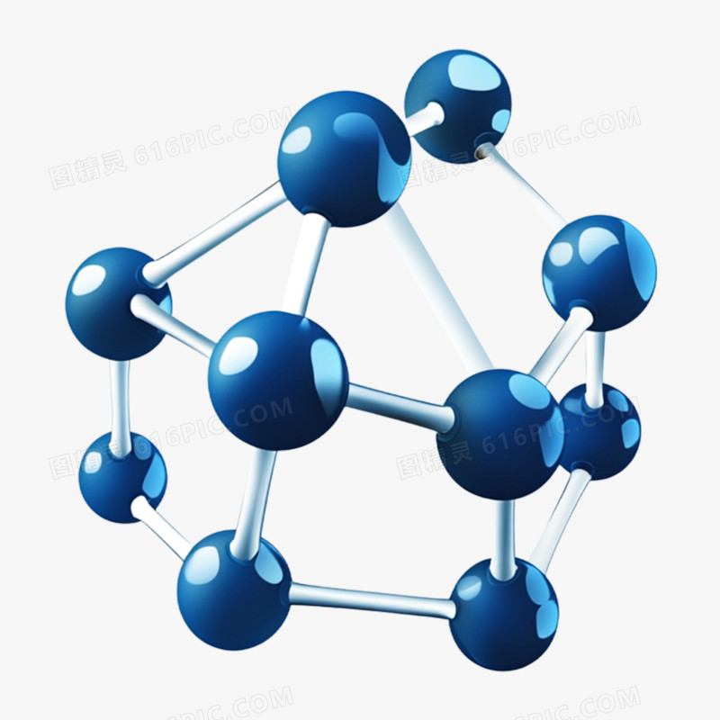 3D平面蓝色分子式细胞免抠元素