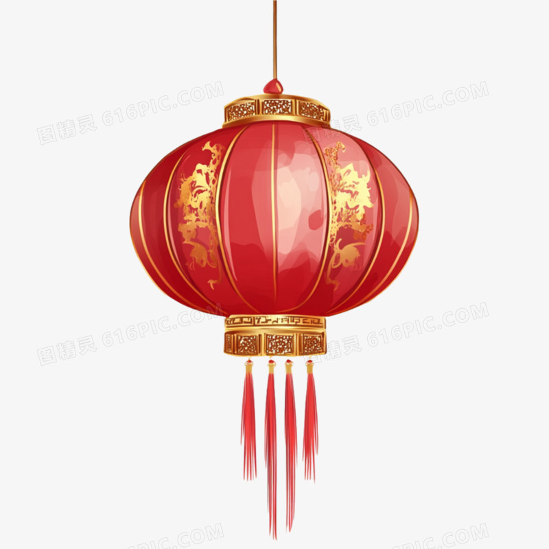 国潮风插画灯笼免抠素材