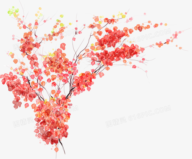 卡通手绘红色叶子树