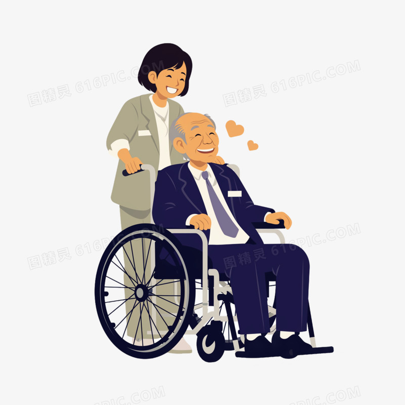 插画医护养老服务免抠元素