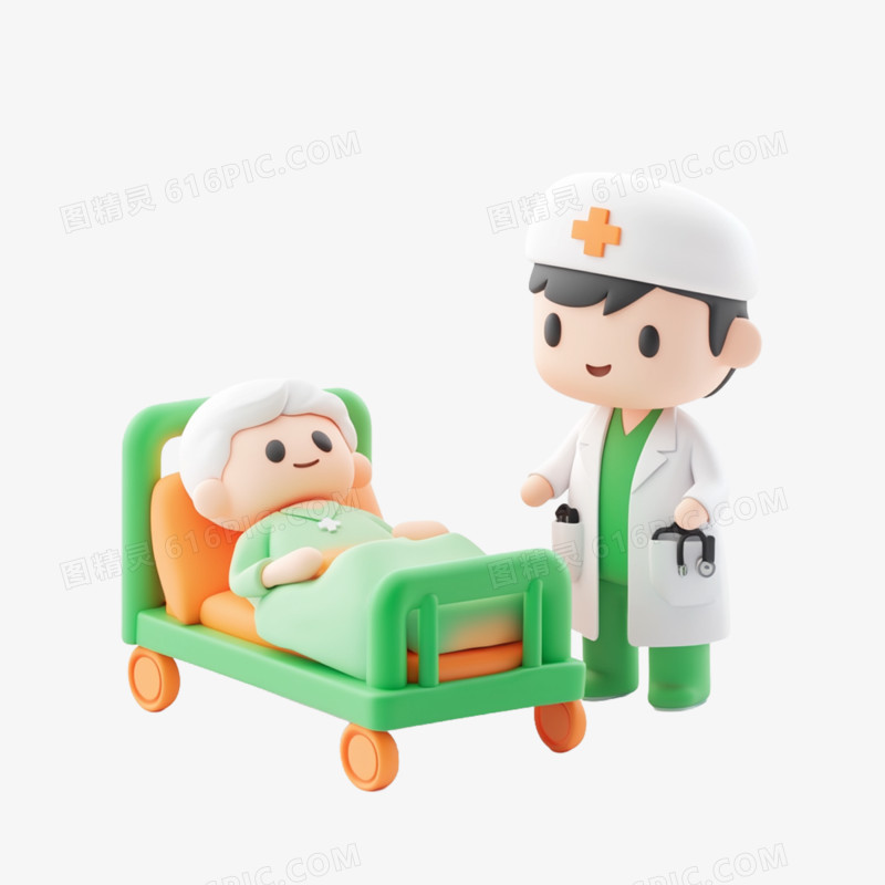 3D插画医护养老服务免抠元素