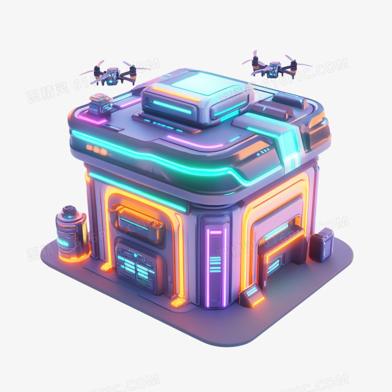 3D插画科技行业科技工厂免抠元素
