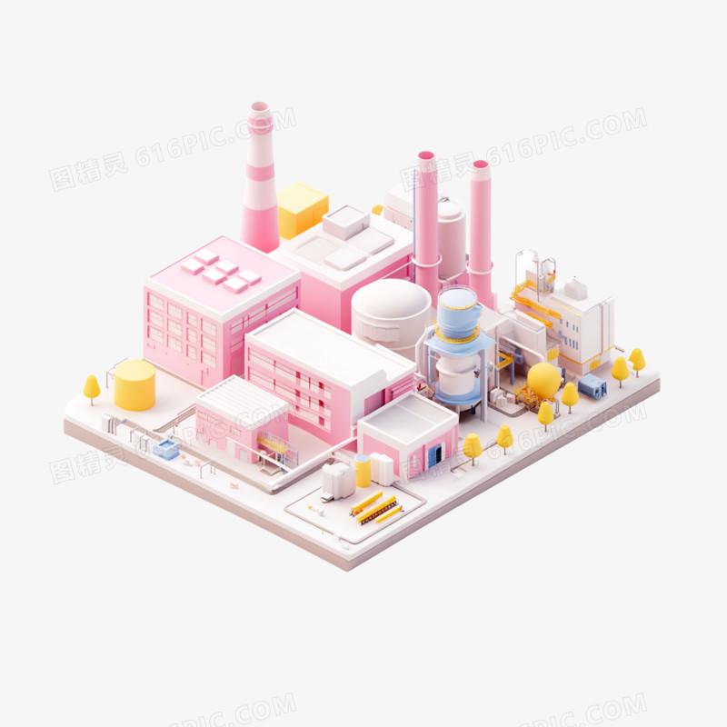 3D插画科技行业科技工厂免抠元素