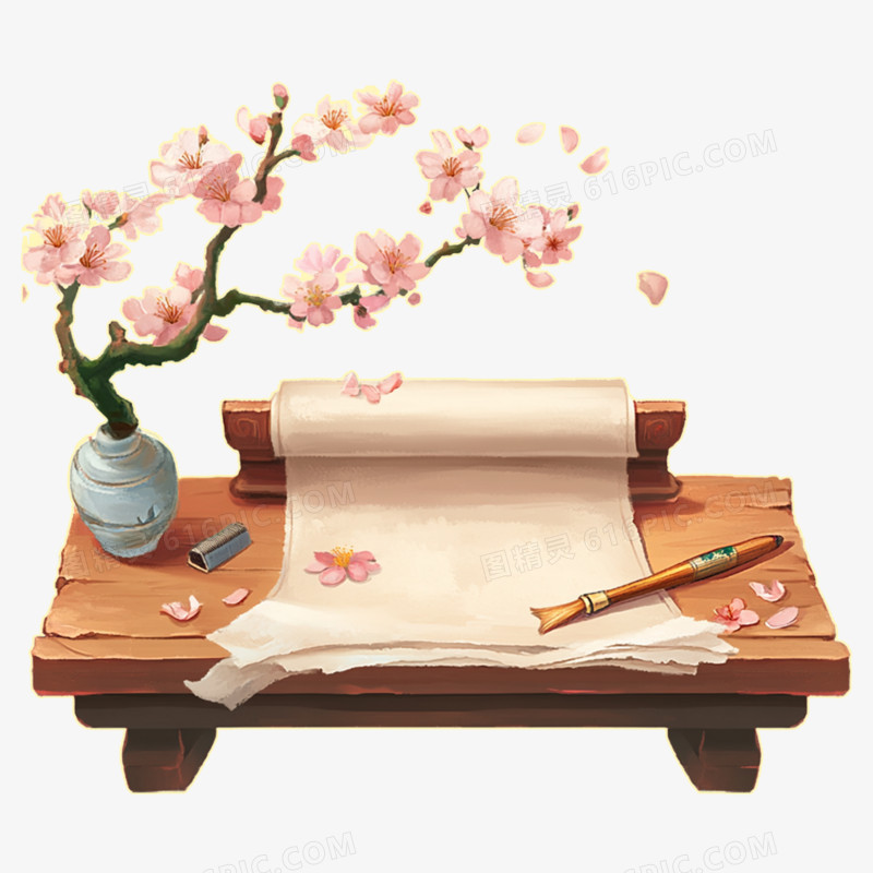中国风插画国潮桌子免抠元素