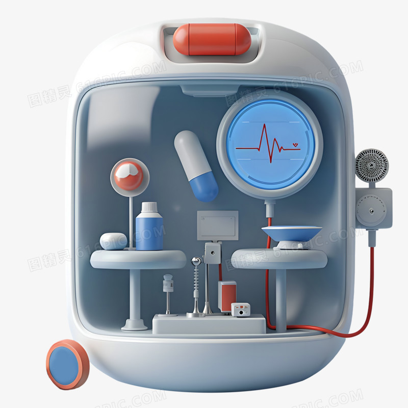 3D医疗心电图场景免抠元素