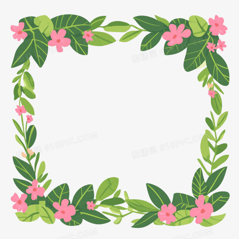 春天植物边框免抠元素